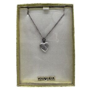 Vintage Heart Locket Necklace‎ 1/20 12K Gold Filled Floral Engraved 9"